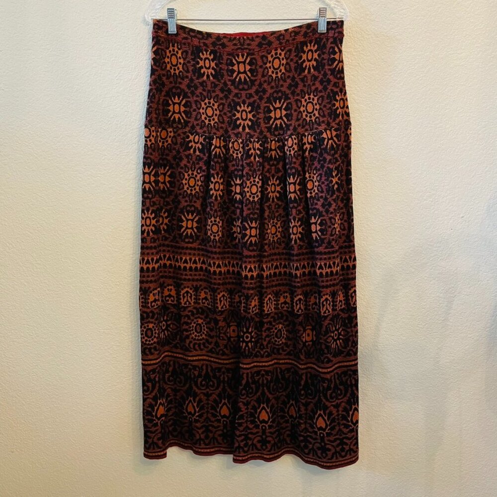 Peruvian Connection Pima Cotton Fall Autumn Medallion Tribal Maxi Skirt | Large